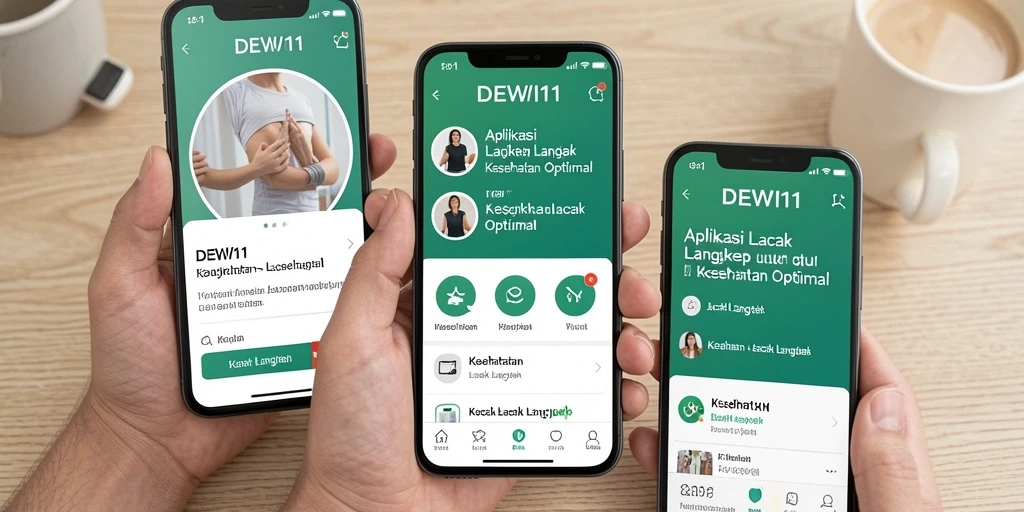 Antarmuka utama DEWI11 menampilkan statistik langkah dan aktivitas.