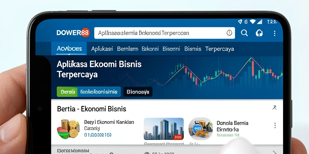 Antarmuka aplikasi DOWER88 menampilkan berita ekonomi terkini dengan desain yang menarik.
