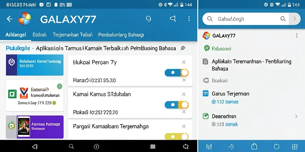 Tampilan antarmuka GALAXY77 yang intuitif dan menarik untuk pengguna.