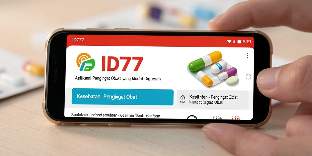 Screenshot utama ID777 menampilkan antarmuka pengingat obat yang sederhana dan informatif.