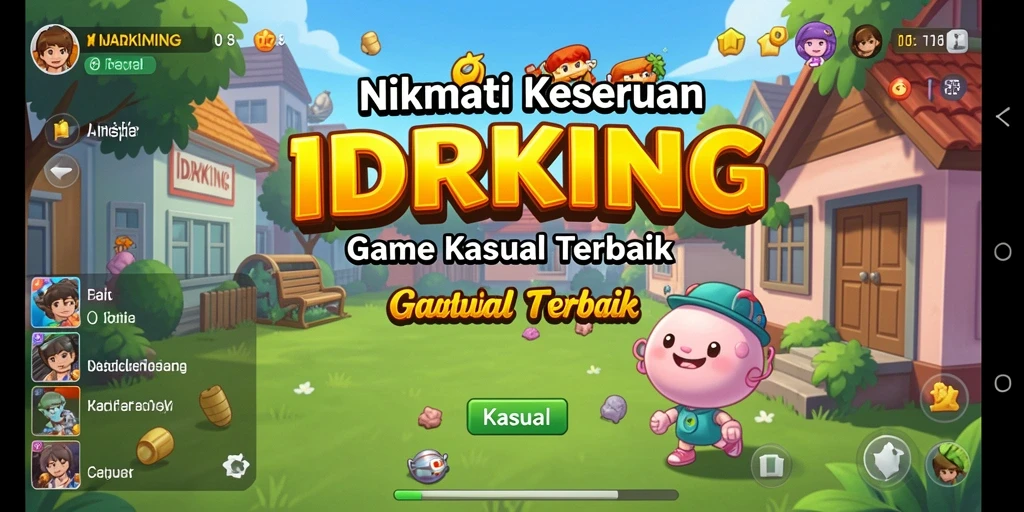 Tampilan antarmuka game kasual IDRKING yang ceria dan menyenangkan.