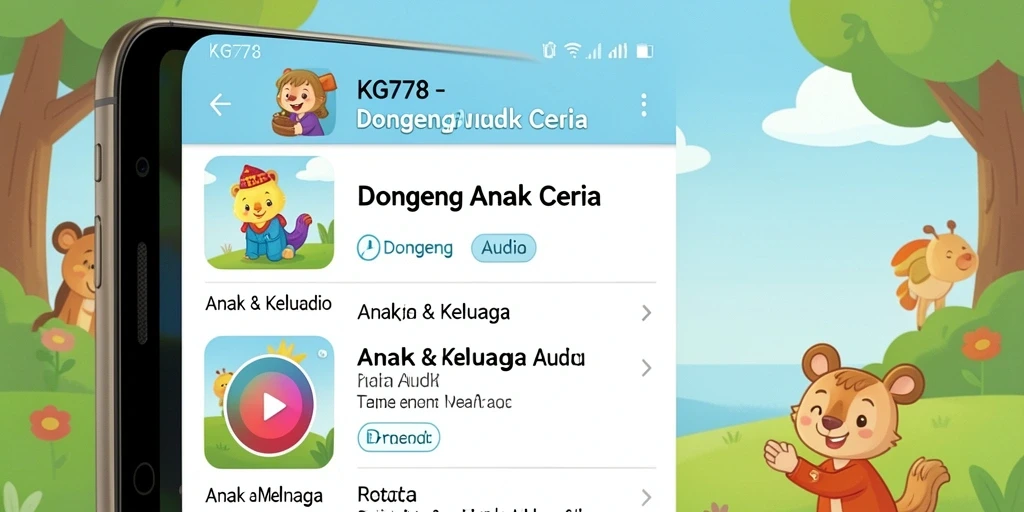 Tampilan antarmuka KG778 yang menarik untuk mendengarkan Dongeng Audio.