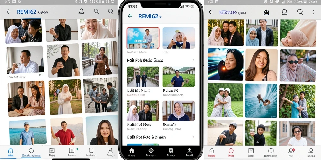 Antarmuka pengguna <strong>REMI62</strong> untuk pembuatan kolase foto yang menarik.