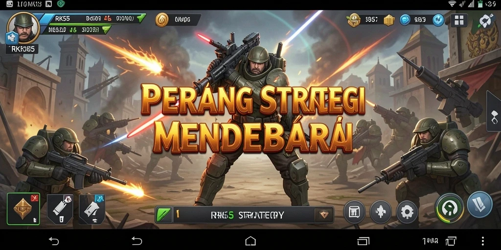 Antarmuka strategis RK55 dengan grafik menawan.