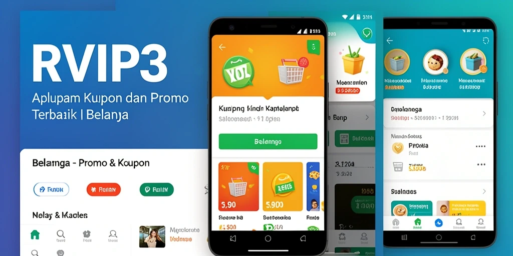 Antarmuka aplikasi RVIP3 yang sederhana dan menarik untuk mencari promo.