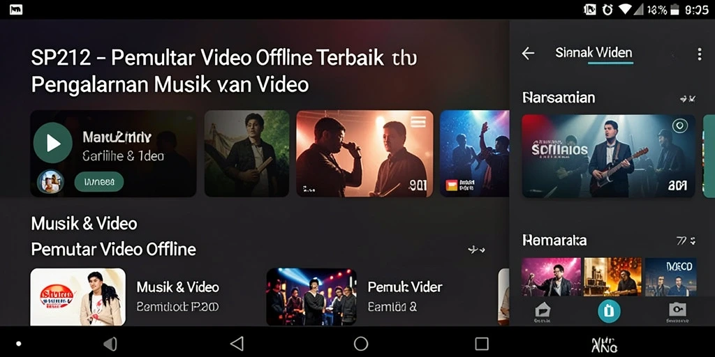 Antarmuka SP212 yang sederhana dan fungsional untuk Pemutar Video Offline.